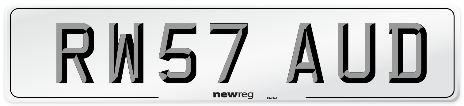 RW57 AUD Number Plate from New Reg